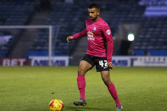 Adil Nabi during his Posh debut at Gillingham. Photo: Joe Dent/theposh.com.