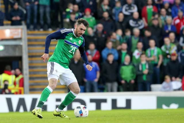 Posh full-back Michael Smith during his recent Northern Ireland debut.