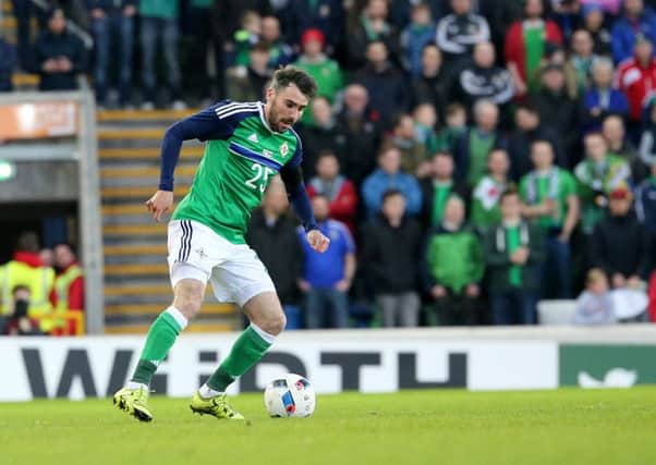 Posh full-back Michael Smith during his recent Northern Ireland debut.