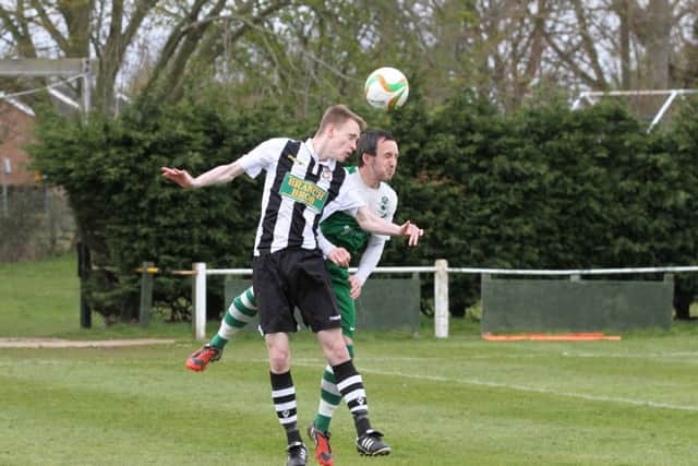 Northern Star goalscorer Bobby Bick in action at Newport Pagnell. Picture: Tim Gates