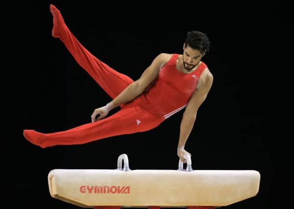 Louis Smith on the pommel horse during the British Championships at the Echo Arena, Liverpool. Picture: Nigel French/PA Wire.