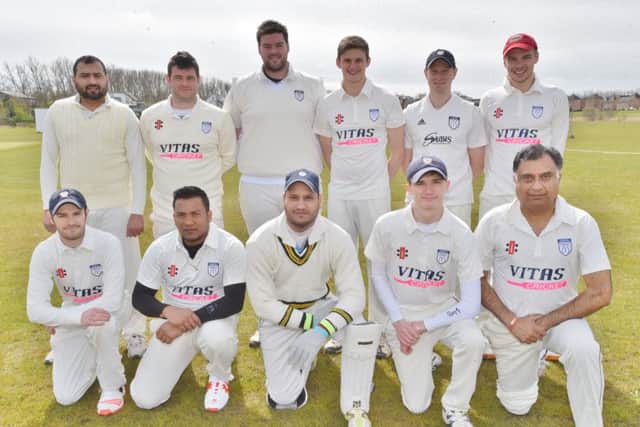 Hampton are pictured before their win over Isham. From the left are, back, Mohammed Zafar, Gareth Clingo, Lewis Homewood, Ian Kendall, Ash Brear, Dave Wilkinson, front, Andy McIntyre, Ravi Seetaram, Mohsin Ali, Edward Kendall and Anu Sharma.