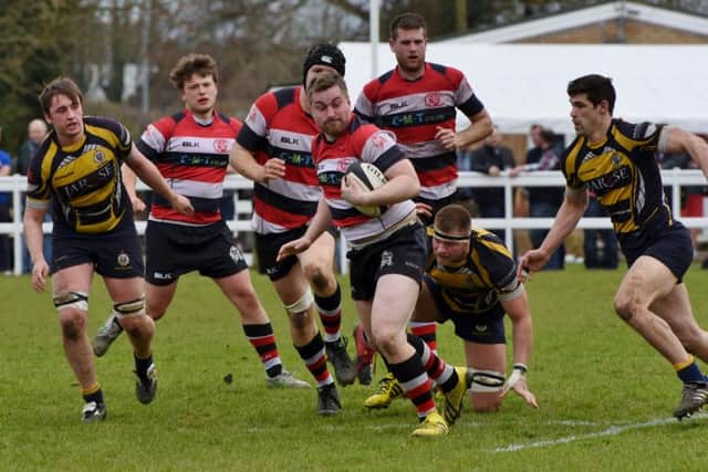 Robb Shingles on the attack for Oundle against West Leeds. Picture: Kevin Goodacre