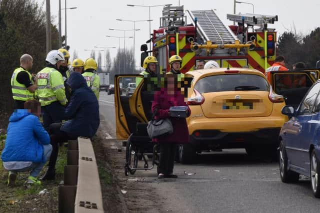 The scenen of the crash on Perkins Parkway in Peterborough.