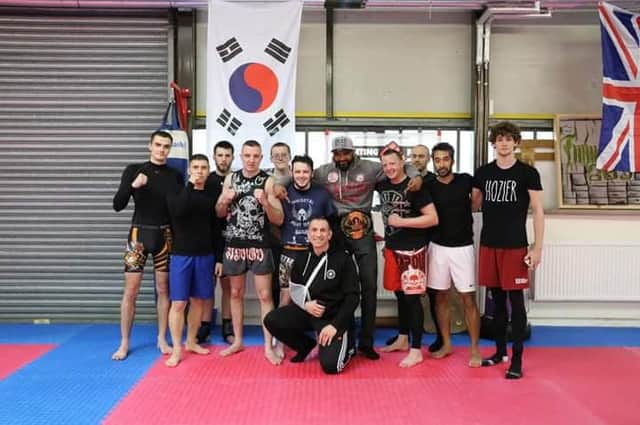 Liam McGeary with students at Immortal 365 Martial Arts Club