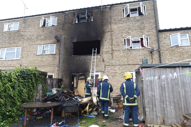 Fire crews still at the scene of the fire in Bretton this morning