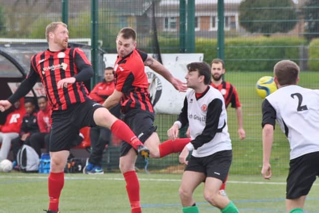 Action from Netherton's win over Pinchbeck in the Peterborough Premier Division last weekend. Photo: David Lowndes.