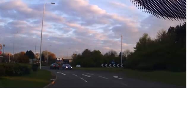The car going the wrong way round Boongate roundabout
