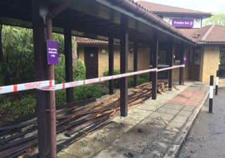 The scene at the Premier Inn this morning following the fire