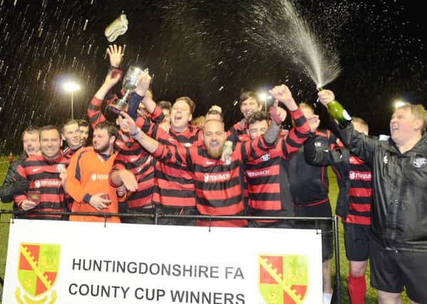 Cardea FC celebrate their Hunts Sunday Cup success. Picture: David Lowndes