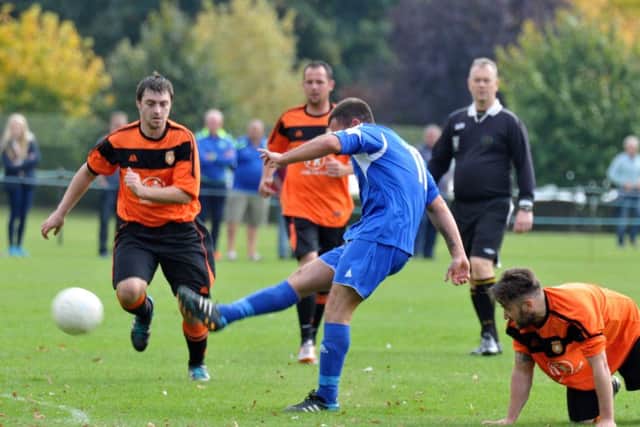 Ben Allen scored a hat-trick for Moulton Harrox at Stilton.