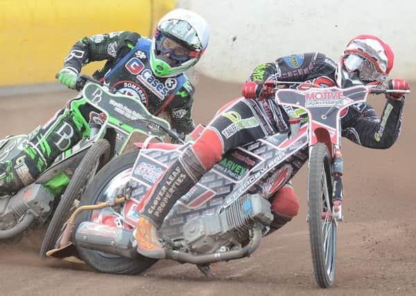 Ulrich Ostergaard leads heat 15 against Somerset. Picture: David Lowndes