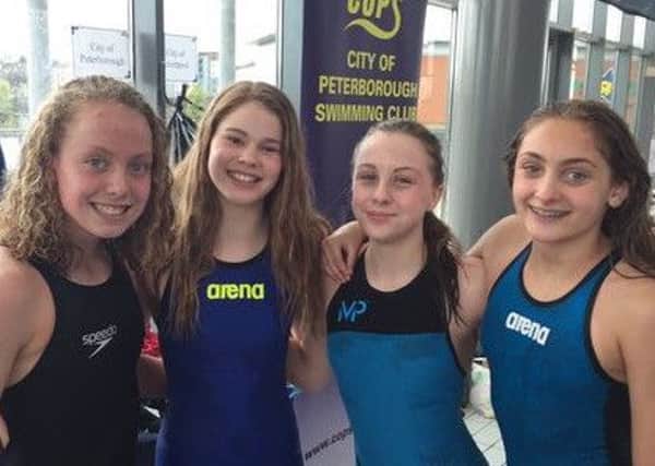 The COPS relay team that twice struck gold in Cardiff. From the left they are Anna Blakeley, Mia Leech, Amelia Monaghan and Jade Goode.