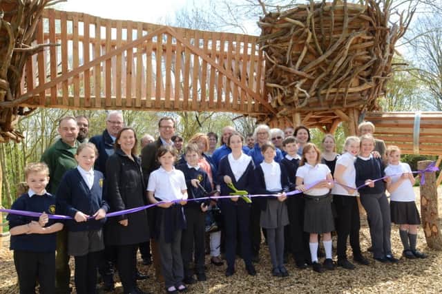 Pupils from KS2 at St Botolph's C of E school trying out the new play area facility at Ferry MeadowsPupils from KS2 at St Botolph's C of E school trying out the new play area facility at Ferry Meadows.   Guests and pupils at the opening ceremony EMN-160427-153314009
