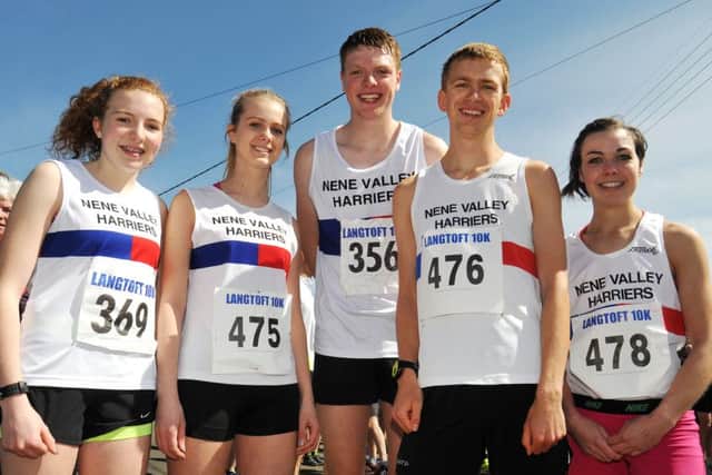 Nene Valley Harriers who took part in the Langtoft 10k were, fromt the left, Megan Ellison, Imogen Woodward, Alex Hampson, James McCrae and Grace Mullins.