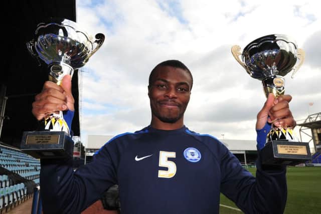 Gaby Zakuani with his Peterborough Telegraph Sports awards in 2012.