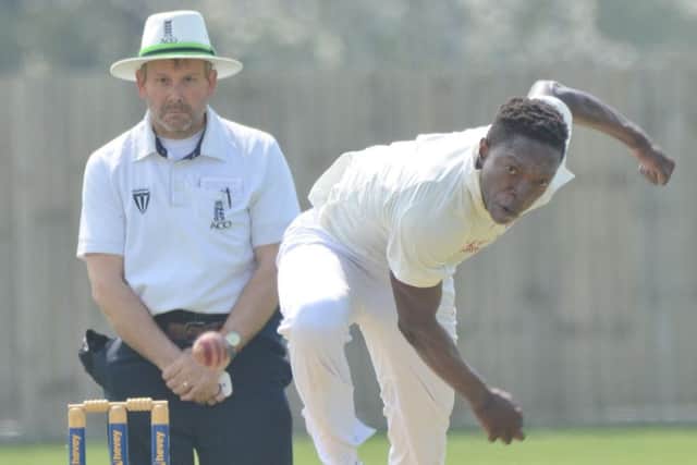Oundle's Tshepo Moreki in action against Peterborough Town at Bretton Gate. Photo: David Lowndes.