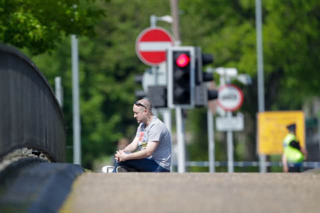 Police negotiator at the incident: Picture by terry harris