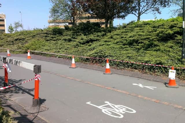 The barriers at the underpass