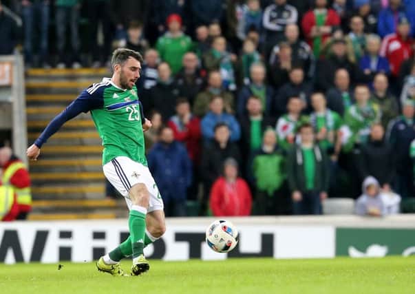 Michael Smith during his international debut for Northern Ireland.