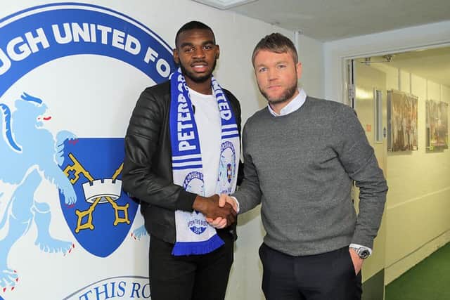 New Posh signing Hayden White with new Posh manager Grant McCann. Photo: Joe Dent/theposh.com.