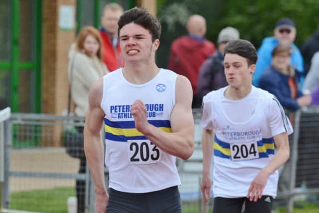 Under 17 200m finalists Ryan Adams, who finished third, and Dale Stockhill, who finished fourth. Photo: David Lowndes.