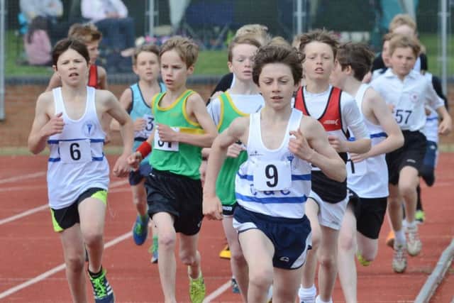 The boys 1500m race at the Cambs Championships. Photo: David Lowndes.