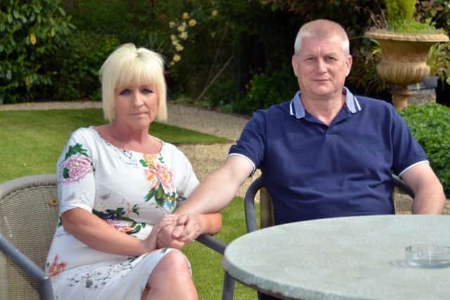 Recovering historic child sex abuse victim Stuart Brown with his new love, Julie Richardson. SG240516-138TW