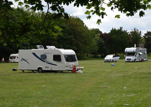 Travellers in grass area close to Pyhill in North Bretton this time last year EMN-150615-225943009