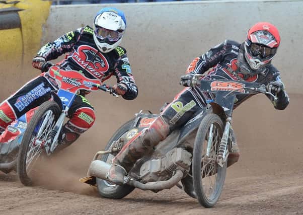 Craig Cook on his way to victory in heat six against Ipswich. Picture: David Lowndes