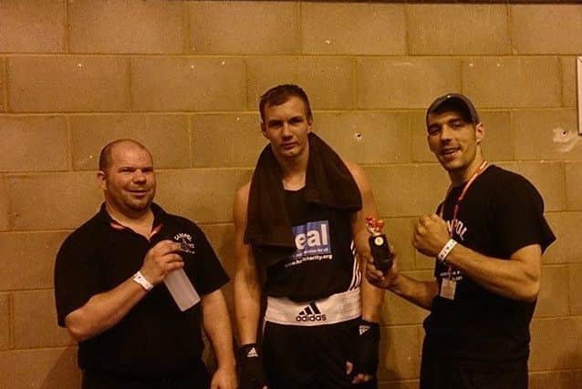 Artur Tomasevic (centre) after his win at Felixstowe.