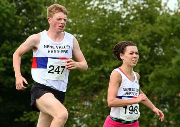 Alex Hampson and Grace Mullins in action in the Deeping 10k.