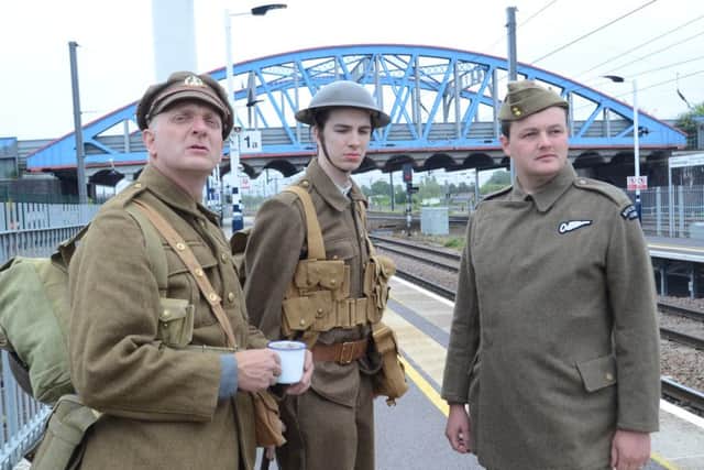 Re-enactors at the station for the launch of the event