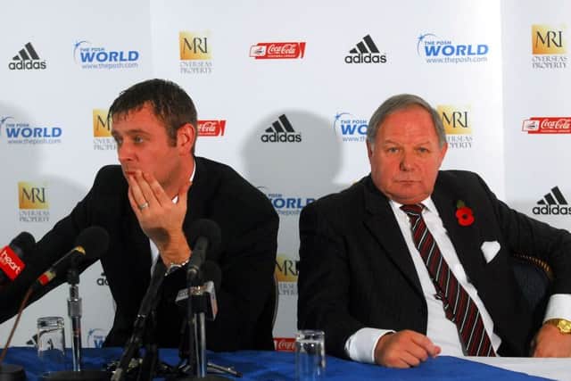Darragh MacAnthony and Barry Fry at a press conference called to discuss the departue of Darren Ferguson in November, 2009.