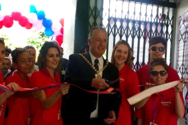 Mayor of Peterborough Cllr David Sanders opening the Lido for the year