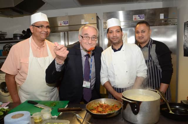 Peterborough Bangladesh Cooking Project at the City College. Pictured is John Holdich with chefs  Kawsar Ahmed, Kamruz Zaman and Shohiruzzaman Suhaq EMN-160531-155009009
