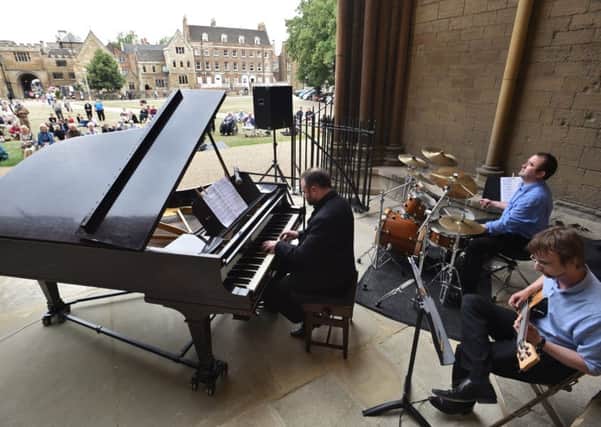 Outdoor jazz concert at Peterborough Cathedral