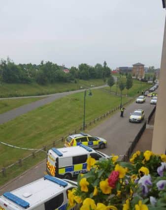 Police at the scene of a major incident in Bank Avenue, Hampton this afternoon.