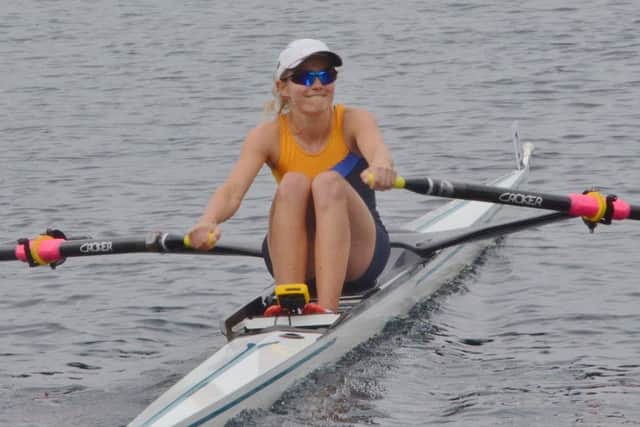 Camilla Plumb won the Women's IM1 single sculls. Picture: David Lowndes