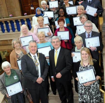Mayor cllr David Sanders with some of the winners