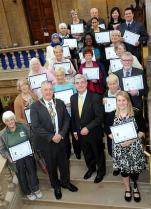 Mayor cllr David Sanders with some of the winners