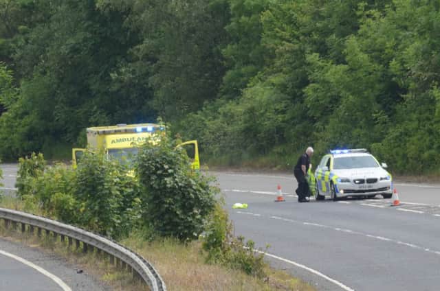 The scenen on the A47 where police responded to a concern for safety this afternoon