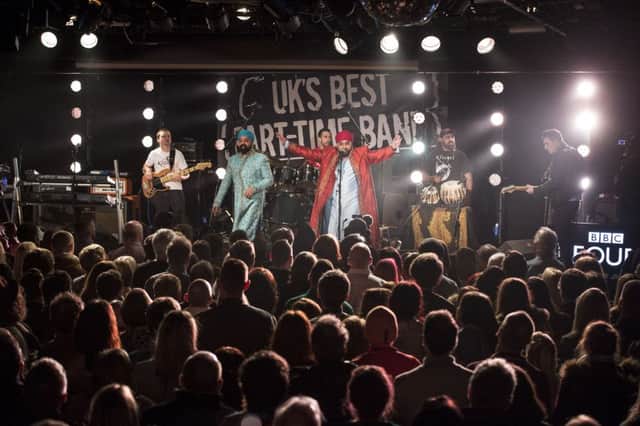 Programme Name: UK's Best Part-Time Band - TX: 10/06/2016 - Episode: UK's Best Part-Time Band - North (No. n/a) - Picture Shows: Kissmet performing on stage.  - (C) Wall To Wall - Photographer: Steffan Hill BBC Four