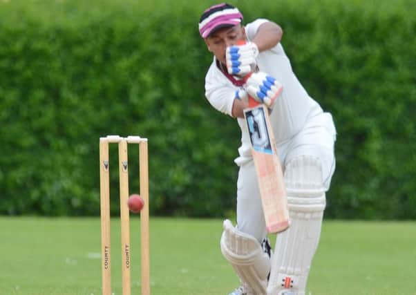Mohammed Hammad batting for Barnack against Peterborough Town. Photo: David Lowndes.
