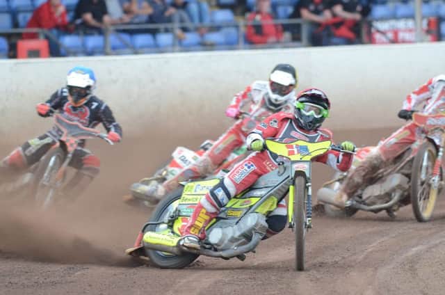 Lasse Bjerre leads the way for Panthers in their win over Glasgow Tigers. Picture: David Lowndes