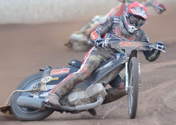 Craig Cook leads the way in heat 10 against Glasgow. Picture: David Lowndes