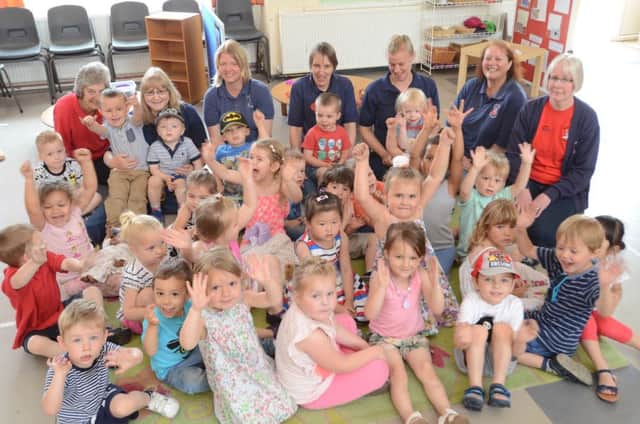 Brookside Pre-school at Gunthorpe Road. Staff and children celebrate a good Ofsted inspection EMN-160806-140936009