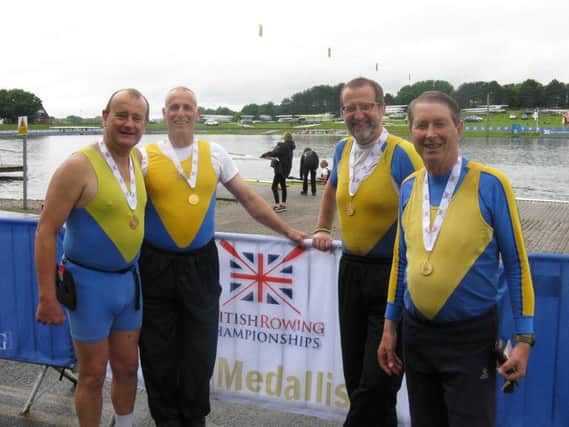 The victorious Peterborough City Masters F IM3 quad. From the left are  Neil Elder, Owen Green, Joe Smith and John Canton.