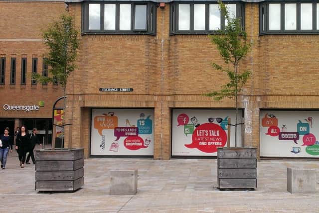 The blocked up Queensgate facade which could be opened up to a restaurant