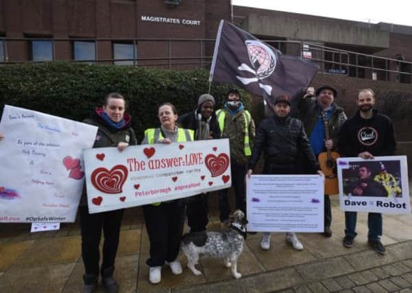 Protestors outside Peterborough Magistrates' Court last year highlighting issues surrounding homelessness in the city